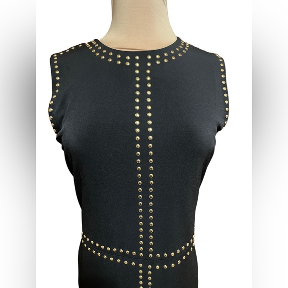 Carmen Marc Valvo black sleeveless dress with studded accents size 4 - Picture 3 of 5